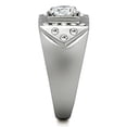 thumbnail image 4 of Mens Ring Round Cut Unique Stainless Steel Ring with AAA Grade CZ in Clear, 4 of 7