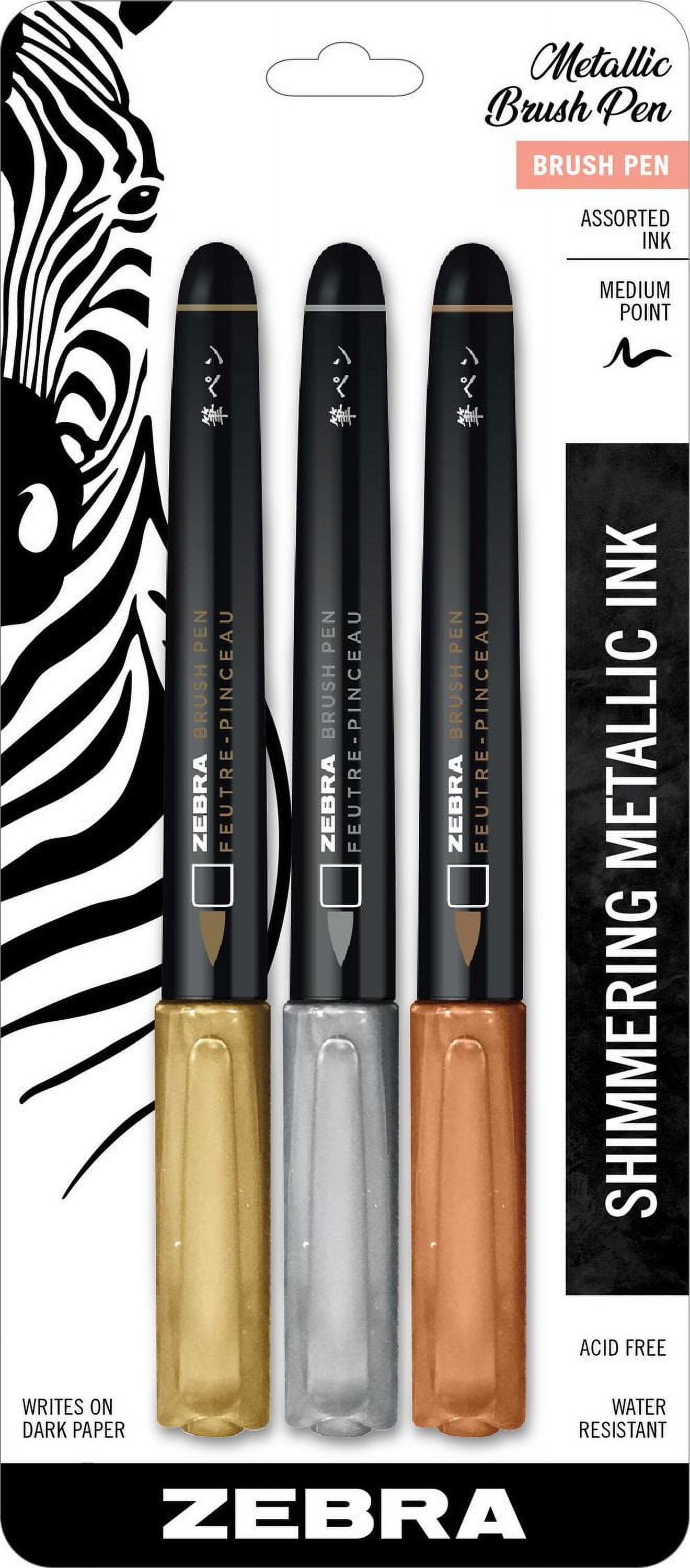 Zebra Metallic Brush, 3pack