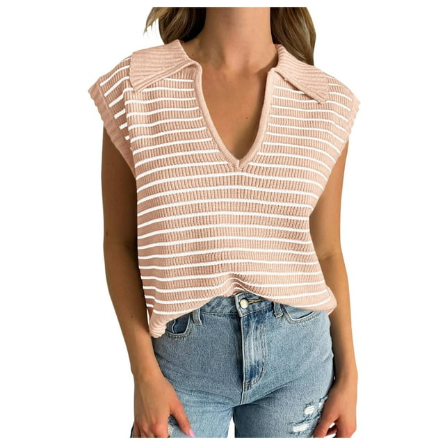 HNMKIU Tank Tops Women Summer Sweaters For Women V Neck Cap Sleeve Tops Sleeveless Spring Clothes
