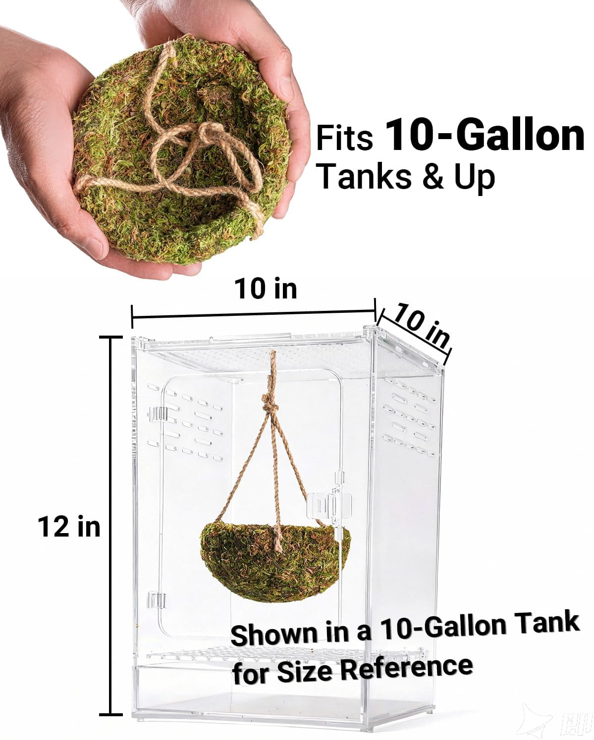 Handmade Crested Gecko Tank Decor – Hanging Shelter, Reptile Hammock for Bearded Dragon, Hermit Crab, Snake and Other Small Reptiles