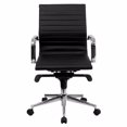 thumbnail image 2 of Nicer Furniture Ribbed Pu Leather with Wheels Modern Style Low Back Chair, 2 of 4