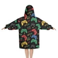 thumbnail image 2 of Colorful Controllers Games Icons Black Pattern Blanket Hoodies for Kids 6-13YR Oversize Wearable Blanket Hoodies for Boys Girls Teens, 2 of 7