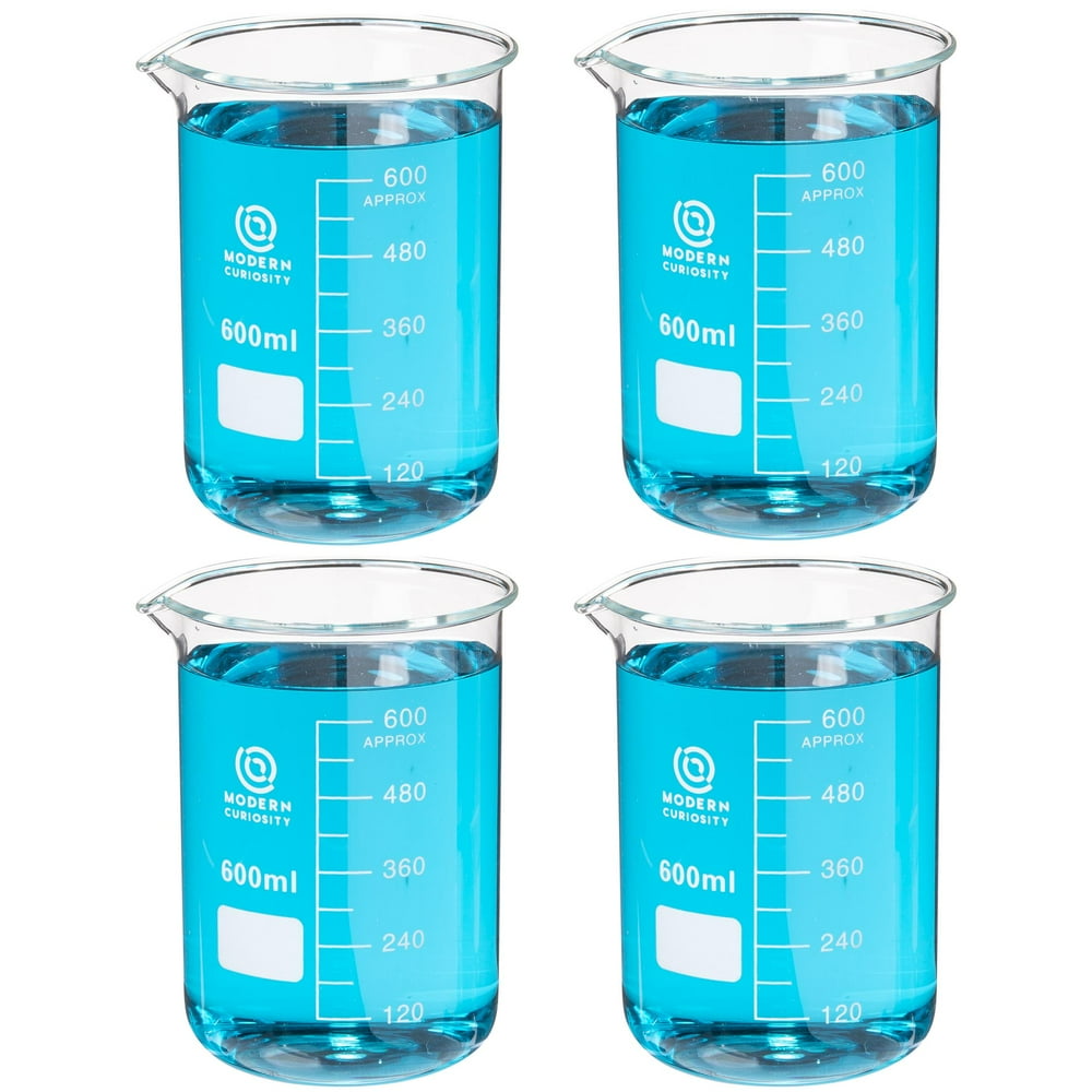 4Pack of Glass Beakers, 600mL Education and Research Equipment for