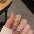 thumbnail image 4 of Womens Zircon Ring Adjustable Square Diamond Jewelry Korean Style Geometric Design Exquisite Fashion Gold Tone, 4 of 5