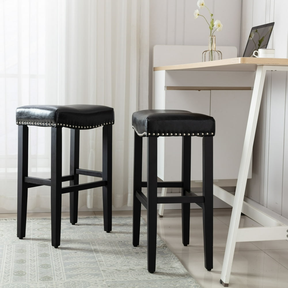 WestinTrends 29" Inch Upholstered Counter Bar Stools with Nailhead Trim