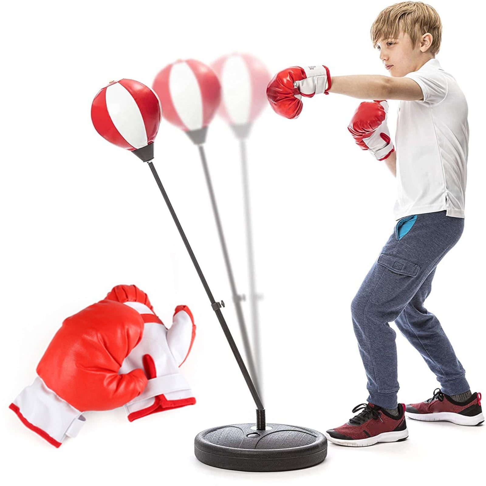 BJBSJSZ Boxing Bag Set Toy for Boys & Girls, Whoobli Punching Bag for Kids Incl Boxing Gloves | 3-10 Years Old Adjustable Kids Punching Bag with Stand