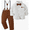 Z04221 Brown, variant on Toddler Boys Outfits Long Sleeve Striped Prints T Shirt Tops Pants Child Kids Gentleman Sets Clothing Sets for Boys Size 3-4T