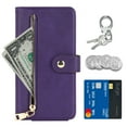 thumbnail image 4 of ELEHOLD Luxury Wallet Case for iPhone 12 Pro Max (6.7") Card Slots Zipper Purse Stand Function with Crossbody Strap Wrist Strap PU Leather Shockproof Case for iPhone 12 Pro Max,Purple, 4 of 7