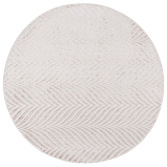 SAFAVIEH Maya Addison Wavy Striped Area Rug, Ivory/Beige, 6'7" x 6'7" Round