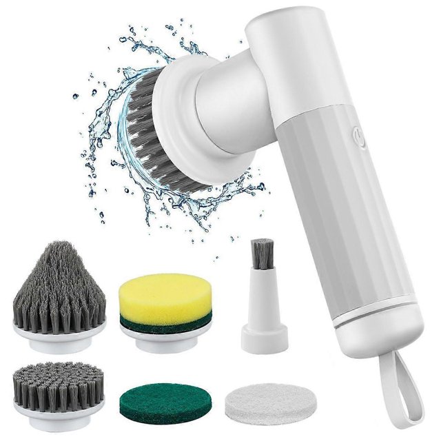 Power Scrubber, Upgraded Cordless Electric Spin Scrubber with Short Handle, Cleaning Spin Brush with 6 Replacement Brush