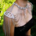 thumbnail image 5 of Fashion Statement Crystals Tassels Shoulder Chain Alloy Body Necklace for Women, Great for Weddings and Festivals, 5 of 8