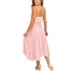 thumbnail image 4 of Vestido De Mujer Vestido Largo Sin Mangas Con Cuello En V De Color SóLido Con CordóN En La Cintura XBTCLXEBCO Rosado;XXL, 4 of 4