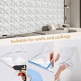thumbnail image 5 of 30 Pack 3D Wall Panel Diamond for Interior Wall Décor, PVC Flower Textured Wall Panels for Living Room Lobby Bedroom Hotel Office, White, 11.8''x11.8'' Cover 29.Sq.Ft., 5 of 7
