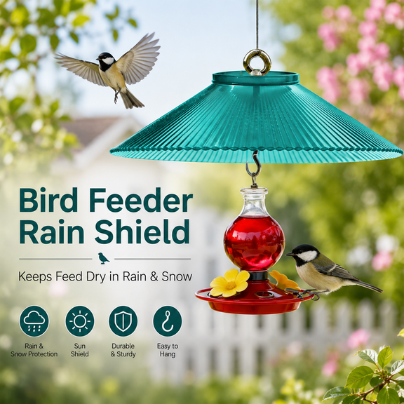 Outdoor Hanging Bird Feeder Rain Cover - Garden Yard Hanging Rainproof Feeder Cover for Birds Window Mounted Bird Feeding Tool for Patio Courtyard Use