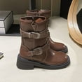 thumbnail image 7 of Brown Women'S Trendy Boots With Buckle Design And Walkable Heel, 7 of 7