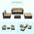 thumbnail image 6 of ACEGOSES 5 Pieces Patio Furniture Sets Outdoor Sectional Rattan Conversation Sofa, Tempered Glass Tabletop - Dark Brown Wicker/Beige Cushions, 6 of 7