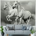 thumbnail image 4 of PRATYUS  Horses Tapestry, Running Horses Symbolizing Passion for Freedom Creatures Photo Print, Wide Wall Hanging for Bedroom Living Room Dorm,Multi Size, Off White Black Painting, 4 of 6