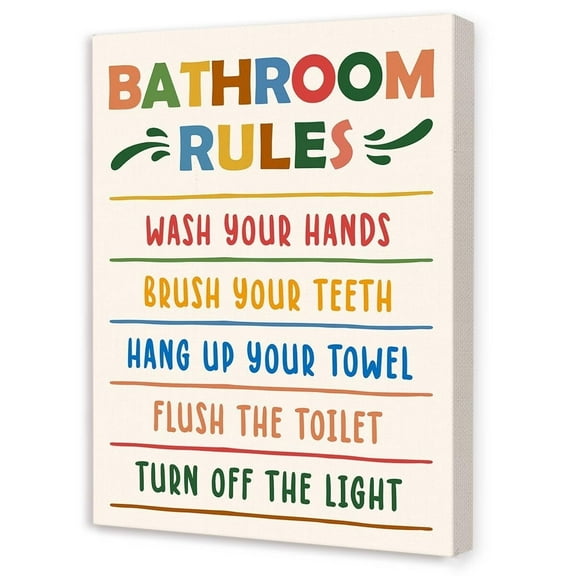 Kids Bathroom Wall Art,Bath Wall Decor for Kids,Bathroom Rules Canvas Wall Decor for Toilet Restroom Washroom poster