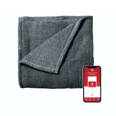 Worteeer Queen Size Electric Lofttec Heated Blanket in Slate with Wi-Fi Connection