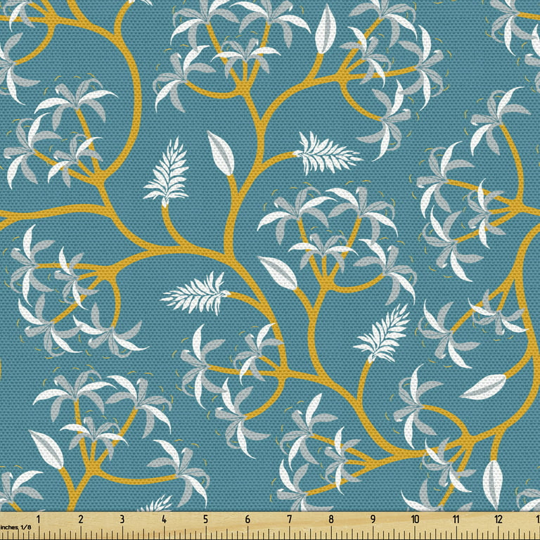 Vintage Fabric by the Yard, Repeating Botanical Pattern with Nostalgic  Spring Flora and Leaf, Upholstery Fabric for Dining Chairs Home Decor  Accents