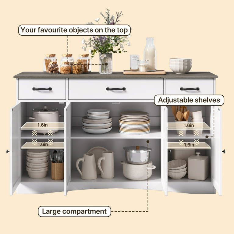Storage Buffet Side Cabinet Contemporary Kitchen Coffee Station