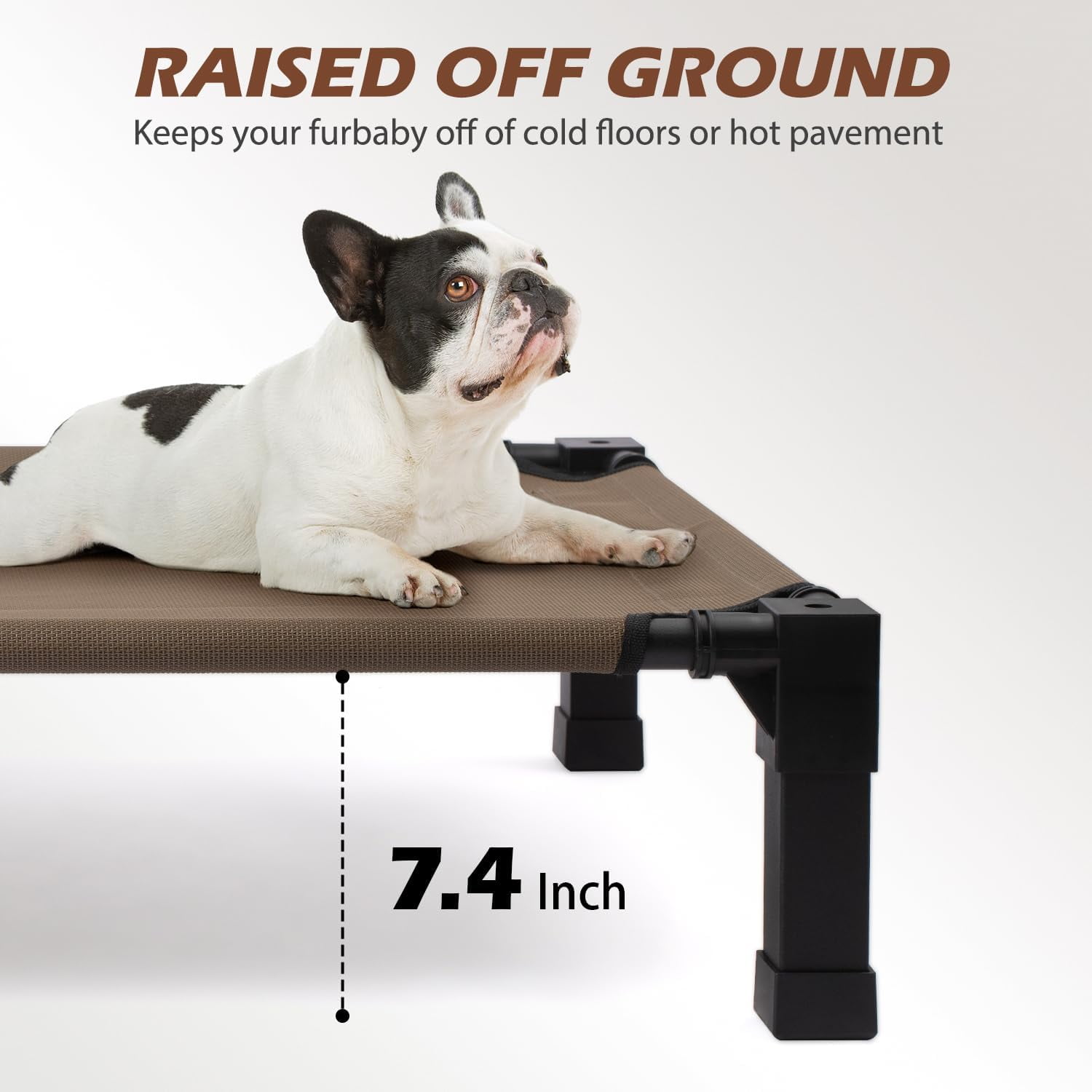 Cooling Elevated Dog Bed, Portable Raised Dog Cot with Washable Mesh, Small (35"L x 25"W x 7.4"H)
