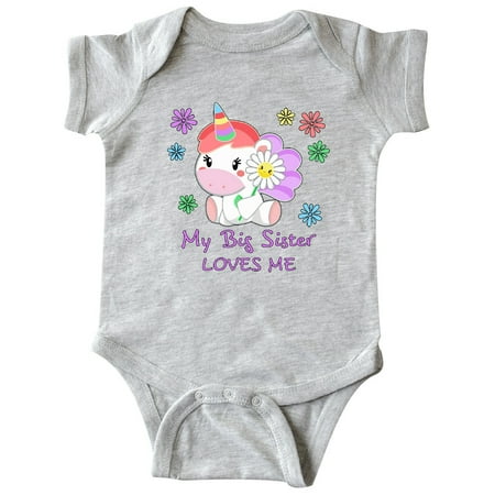 

Inktastic My Big Sister Loves Me- cute unicorn Gift Baby Boy or Baby Girl Bodysuit
