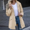 thumbnail image 2 of CFLVAEK Long Rain Jacket for Women Waterproof Outdoor Hiking Travel Trench Coat with Hood Lightweight Hooded Windbreaker with Pockets Beige L, 2 of 10