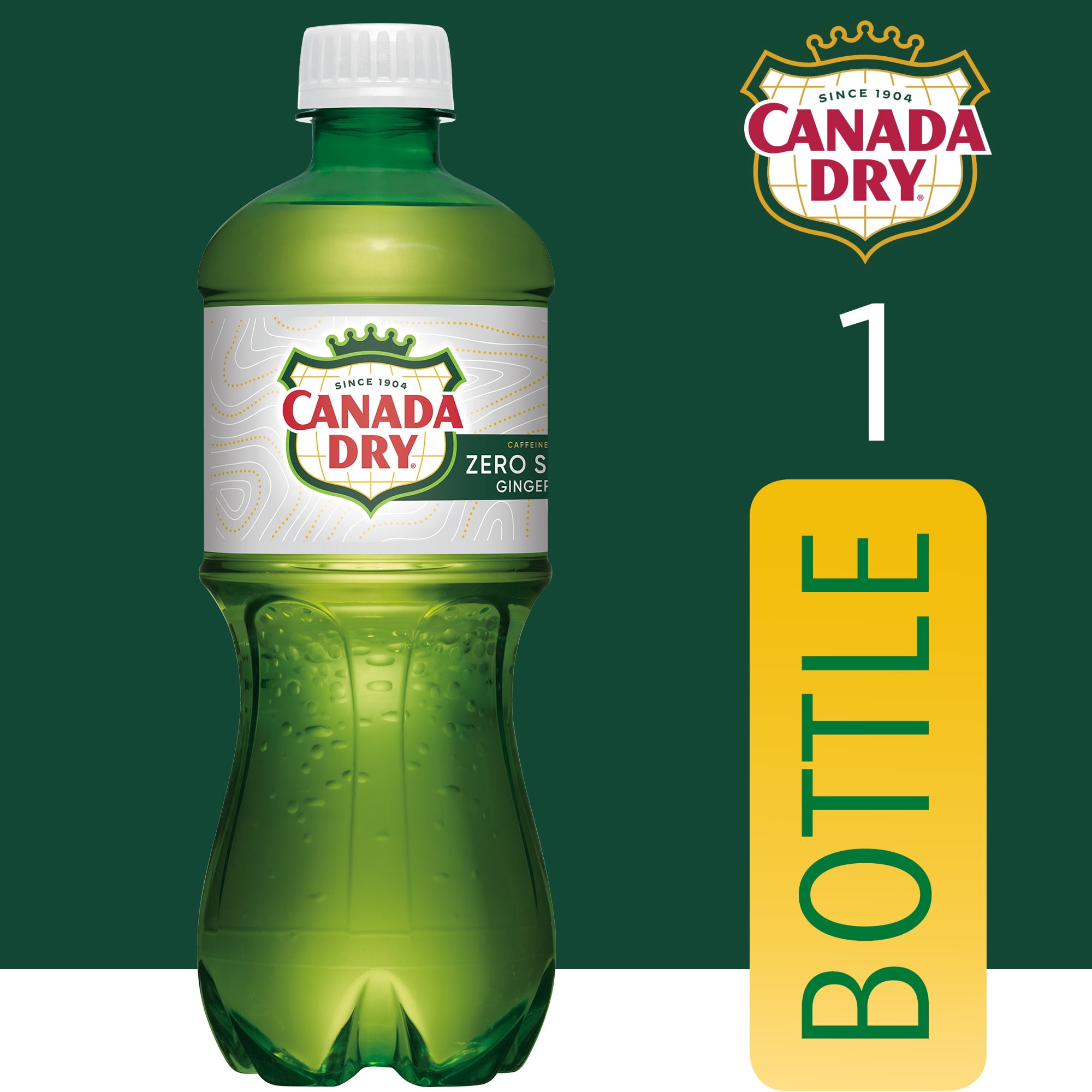 (5 pack) Canada Dry Caffeine Free Zero Sugar Ginger Ale Soda Pop, 20 fl oz, Bottle