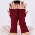 thumbnail image 2 of Womens Mens Winter Gloves Winter Clothing for Women Elegant Fingerless With Delicate Leaf Cutout Design for Fashionable Cold Weather Hand Wear, 2 of 3