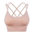 thumbnail image 4 of Yammkia Womens Sports Bra Womens Seamless Ribbed Longline High Neck Sports Bra Racerback Padded Slim Fit Crop Tank Top with Built in Pads (Light Pink,XXXL), 4 of 4