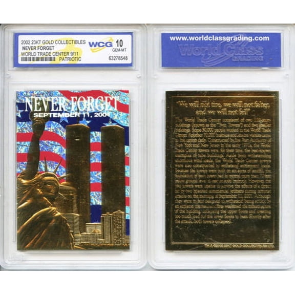 WORLD TRADE CENTER 9/11 Anniversary 2002 Gold Card Patriotic Graded GEM MINT 10