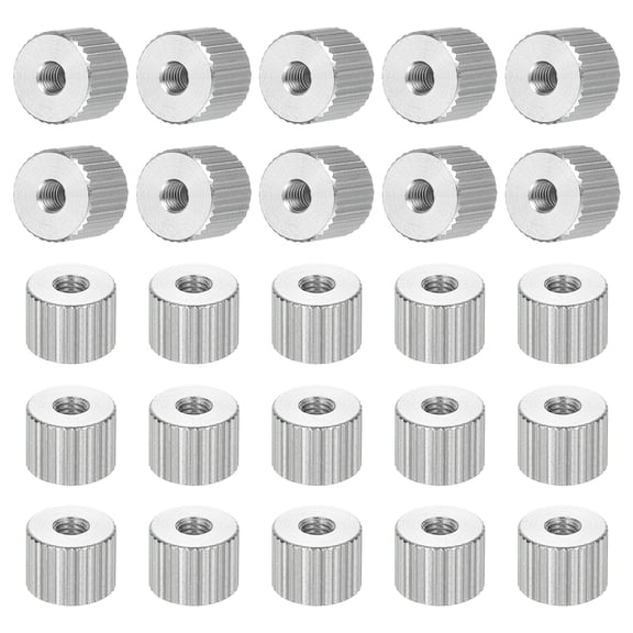 M3 Knurled Thumb Nuts, 25pcs Nickel Plated Flat Head Through Hole Round Knob Fasteners Screw Cap for 3D Printer Parts, D8mm x H6mm