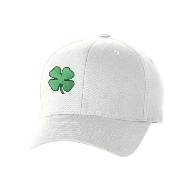 St Patrick's Day Fitted Hat, Four Leaf Clover Flex Fit Baseball Hat - Full Clover