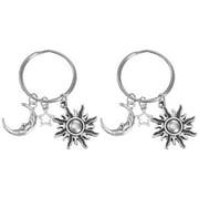 Keychain Moon Key Pendant Sun Star Ring Steel Gifts Stainless Charm Hanging Eid Rings Ornament Car Keyring Mom From