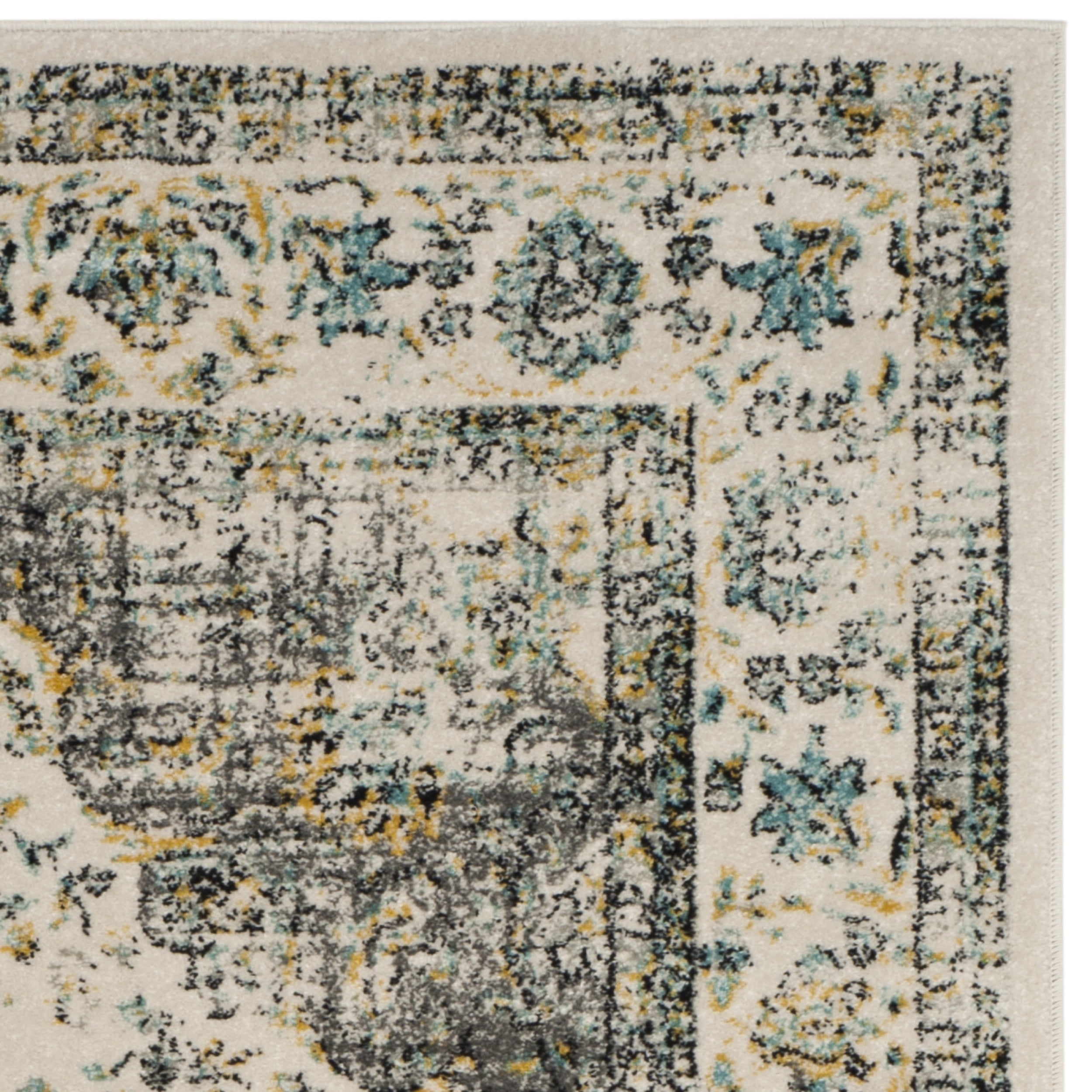 SAFAVIEH Evoke Teale Bordered Area Rug, Grey/Gold, 8' x 10'