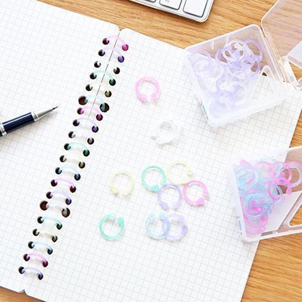 Uonlytech 32Pcs Convenient Plastic Binder Circles Assorted Colors Portable Book Accessory for Home