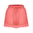 thumbnail image 2 of CFLVAEK Plus Size Womens Shorts Casual Trendy Flowy Summer Elastic Waist Lace Trim Comfy Beach Vacation Shorts Pink L, 2 of 5