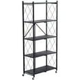 thumbnail image 7 of HYEASTR 5-Tier Storage Shelves, 2-Pack Closet Organizers and Storage, Foldable Metal Shelving Units 28"W x 13.4"D x 63.8"H for Garage Kitchen Bakers, Collapsible Organizer Rack, Heavy Duty on Wheels, 7 of 7
