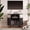 Black US standard, variant on Mid-Century Modern Record Player Stand with Vinyl Storage – Large Round Turntable Table – Open Shelves – Charging Station & USB Ports – Stereo Cabinet for Living Room, Bedroom– Blue US Standard