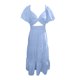 thumbnail image 3 of WILLBEST Vestido Lino Vestido De Mujer Con Cuello En V Liso, Manga Larga Y Mangas Abullonadas, 3 of 3