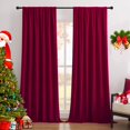 thumbnail image 1 of Joydeco Cortinas navideñas 100% opacas de terciopelo rojo, 84 pulgadas de largo, 2 paneles, juego de cortinas opacas para dormitorio, sala de estar, cortinas con aislamiento térmico de lujo, bolsillo, 1 of 1