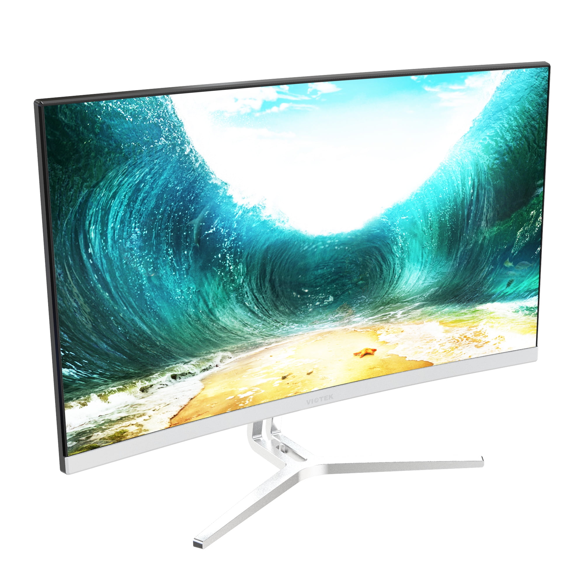 VIOTEK NB24CW 24inch Curved Monitor with Speakers, Bezelless, 75Hz 1080P FreeSync VGA HDMI