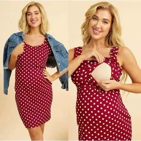 

Women s Nursing Dress Red Polka Dot