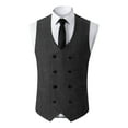 thumbnail image 2 of VBTAPA Men's Double-Breasted Suit Vest Business Casual Tops Herringbone Pattern Waistcoat for Wedding Tuxedos Black M, 2 of 7