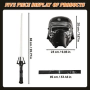 Kids Dark Warrior Halloween Costume Set - 3-Piece Black Outfit with Hood, Mask, Toy Saber & Belt for Boys Cosplay