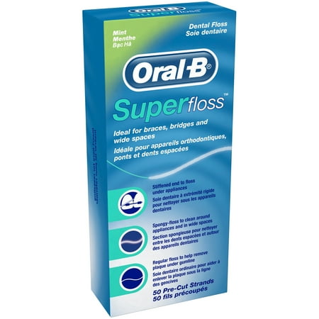 Oral-B Super Dental Floss Pre-Cut Strands Mint 50 Count