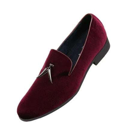 

Amali Mens Velvet Heath Slip On Smoking Driving Loafer Burgandy Size 9.5