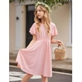 thumbnail image 6 of Arshiner Girl's Casual Dress Summer Scoop Neck Short Sleeve Flowy A-Line Dress, 6 of 7