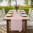 thumbnail image 4 of Pink Striped 90 Inch Table Runner, Modern Simple Farmhouse Beige Vintage Farmhouse Dresser Scarf Cotton & Linen Tablerunner for Dining/Kitchen Island/Holiday Party Décor 13" x 90", 4 of 9